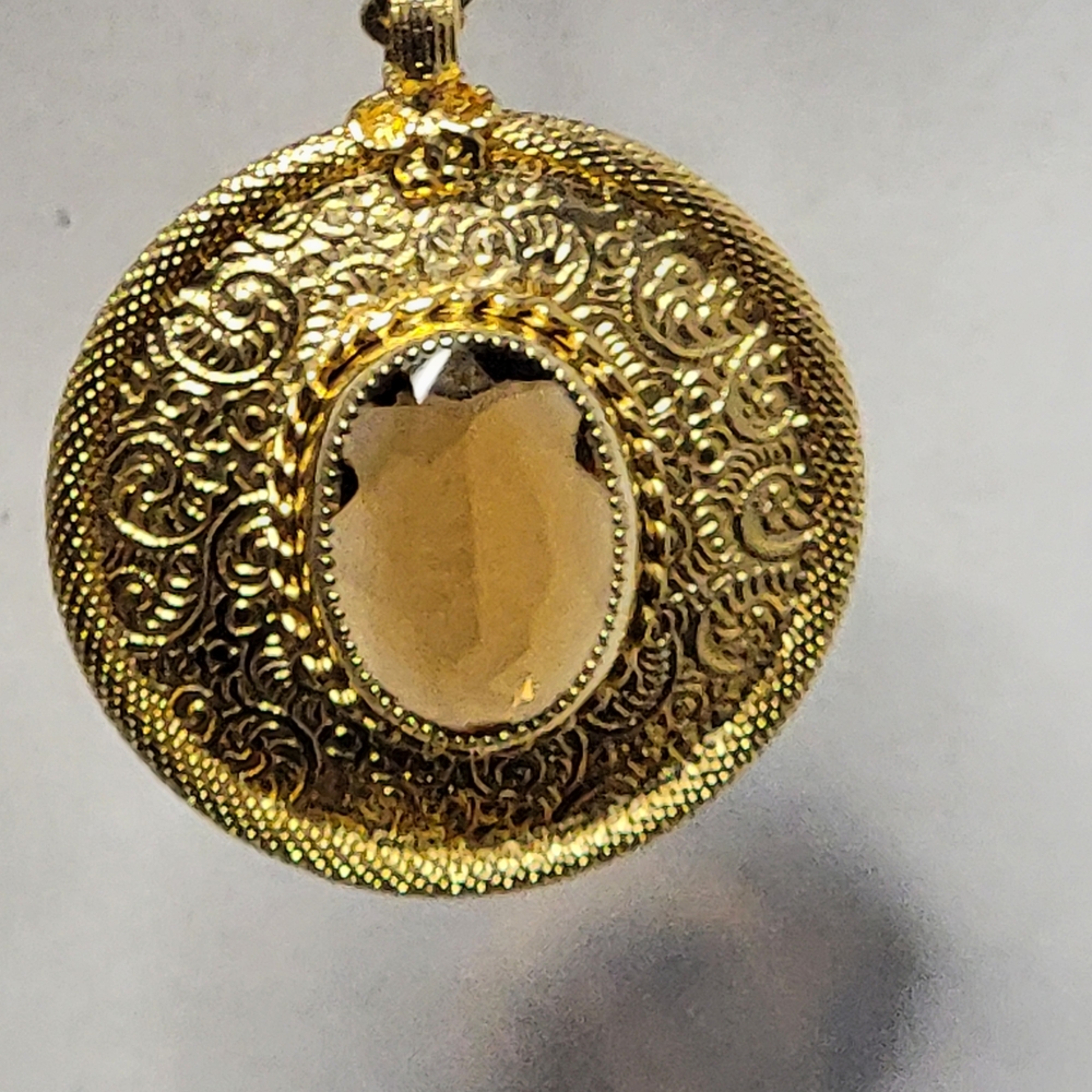 Ornate Gold-Tone Medallion Necklace